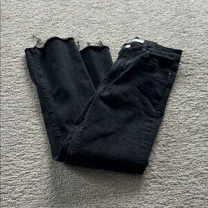 Mango Black Cropped Distressed Jeans